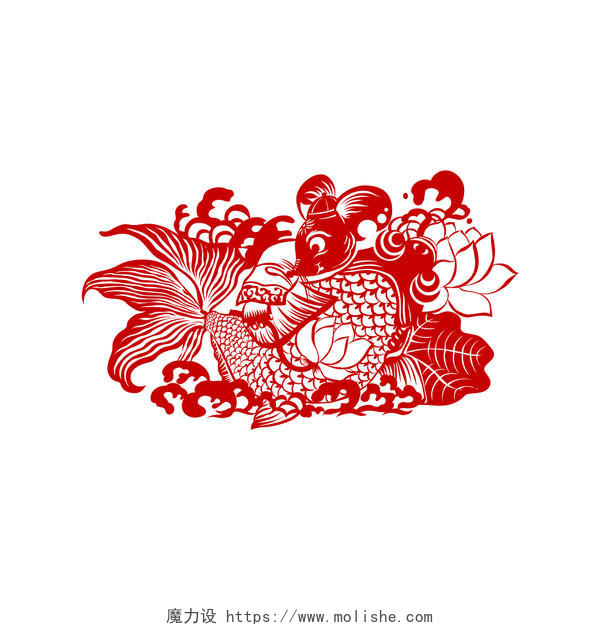 春节窗花卡通手绘2020新年鼠年剪纸